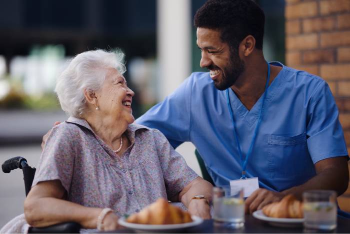 Caring professional in a home setting